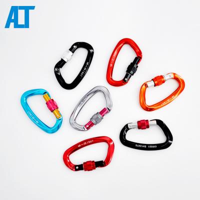 China Outdoor Activity Ailot 25KN Outdoor Climbing Hook Custom Shaped Aluminum Locking Carabiner Climbing Hook for sale