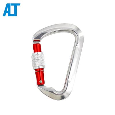 China Outdoor Climbing Activity Ailot 30KN CE UIAA D Shape Snap Hook Custom Outdoor Locking Climbing Aluminum Carabiner for sale