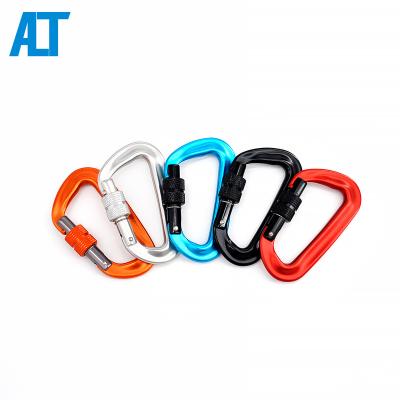 China Outdoor Climbing Activity Ailot CE Certified Aluminum Screwgate Locking Snap Hammock Hook Custom 12KN Carabiner for sale