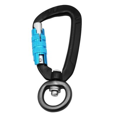 China Heavy Industry Ailot 4KN Aluminum Alloy Around Self-Locking Snap Hook Dog Leash Custom Swivel Carabiner for sale