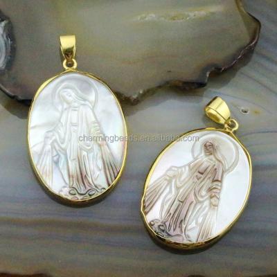 China Shell CH-LSP0376 Fashion Carve Nature Sea Shell Pendants, Handmade Carved Sea Shell Pendant With Gold Plated for sale