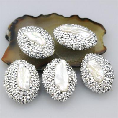 China CH-LSB0489 stone handmade crystal beads, white crystal pave pearl beads, natural pearl beads for sale for sale