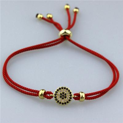 China CH-LST0212 Handmade Red CZ Rope Bracelet Micro Pave Charms Bracelet, Adjustable CZ Bracelet for sale