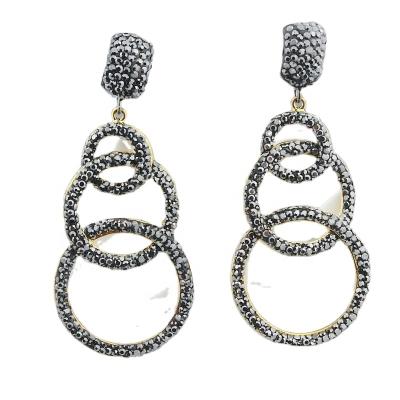 China CH-ZSE0456 CLASSICS Handmade Pave Circle Jewelry Crystal Earring, Fashion Metal Rhinestone Earring Wholesale, Turkish Stud Dangle Earring for sale