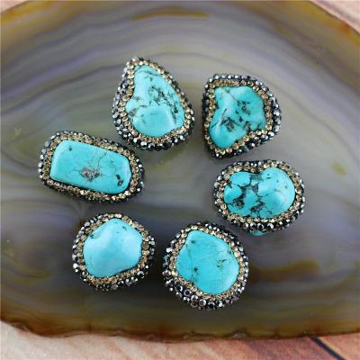 China CH-JAB0596 CLASSIC gemstone loose bead, fashion turquoise beads with gold faux stone, wholesale turquoise jewelry beads for sale