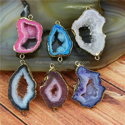 China Wholesale fashion crystal jewelry geode connector druzy CH-MAP0683, hot sale shiny druzy connector for bracelet, natural druzy charms for sale