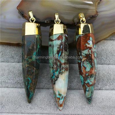 China CH-MAP0743 Fashion Crystal Jewelry Natural Ocean Jasper Pendant,Gemstone Jasper Pendant,Hot Sale Ocean Jasper Point Pendant Wholesale for sale