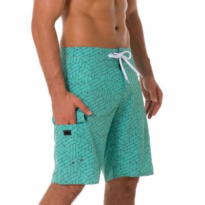 China New Plus Size Men's Geometric Print Plaid Swimming Shorts Board Swim Trunks Shorts Casual Loose Summer Swimwear Beachwear for sale