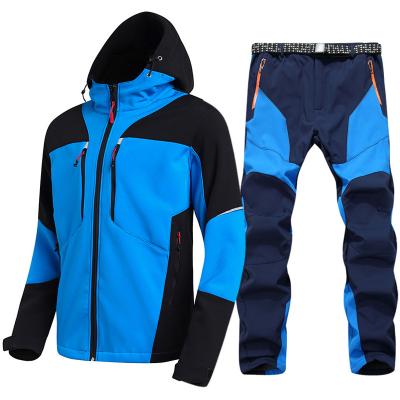 China Breathable Men's Jacket Suit Fleece Waterproof Softshell Hike Jacket And Pants Outdoor Trekking Camp Coat Set Pants Hike Ski Pants for sale