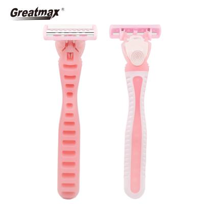 China Twin Blade Two Blade Disposable Razor With Lubricating Strip And Super Rubber Handle Women Razor for sale