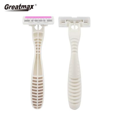 China Triple Blade Women's Razor Blades Shaving Triple Razor Men's Knife Blade Plastic Handle Razor for sale