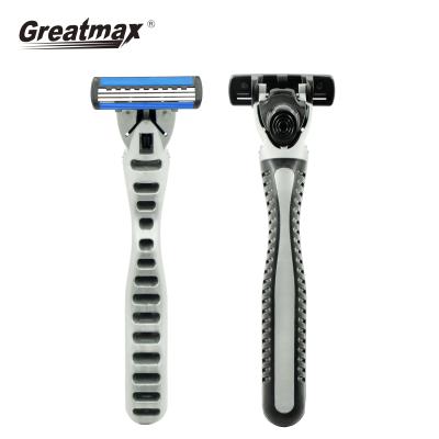 China Triple Blade Razor Set Mens Stainless Steel Face Razors Systems Custom Triple Blade Safety Razor for sale