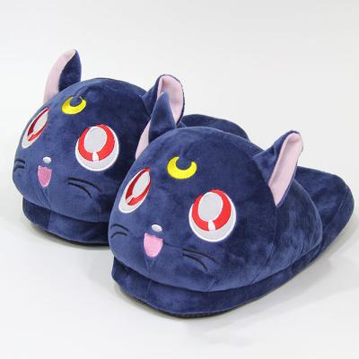 China 28cm Anime Cartoon Sailor Moon Luna Plush Toys Dolls Home Bedroom Winter Anti-slippery Slippers For Girls Women Children Kids Gifts for sale