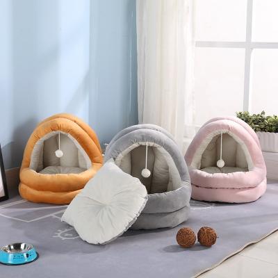 China Fashionable Warm Dog Nest Cat Nest Yurt Winter Deep Sleep Pet Supplies Partially Enclosed for sale