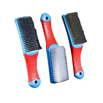 China 3 Piece Wire Brush Stainless Steel Cleaning Set Nylon Brass Stainless Steel Brushes Handle Masonry Brush With Curved Grip Handle for sale