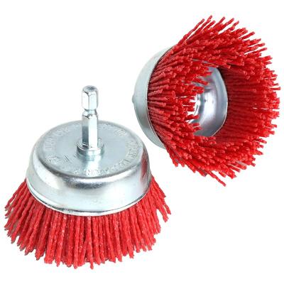 China Polishing Steel Wire Brush 3 Inch Nylon Abrasive Wire Cup Brush For Drill, Grit 80 With 1/4