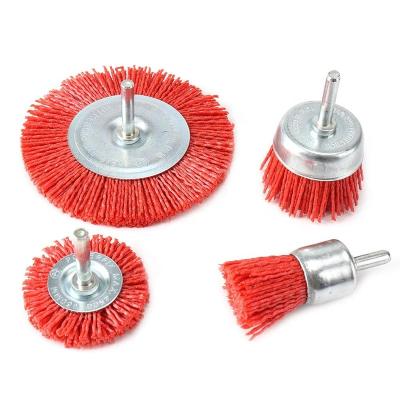 China Nylon Cup Brush Nylon Abrasive Wire Steel Wire Filament Brush End Brush Polishing Kit For Rotary Drill Tool With 1/4