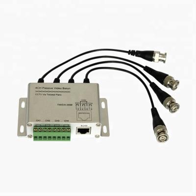 China Aluminum-alloy CCTV Analog Camera Passive Transceiver 4 Channel BNC to Balanced Transformer rj45 Converter for sale