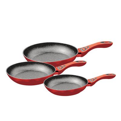 China Best Selling Traditional Cookware Marble Coating 20-24-26 cm Frying Pan Sets Induction Cookware Non Stick Forged Aluminum Frying Pan for sale