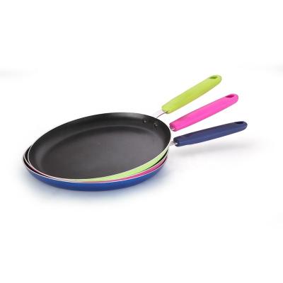 China Traditional Molds Round Pressed Flat Aluminum Non-stick Frying Pan Kitchenware Kitchenware Pancake Pan With Handle for sale