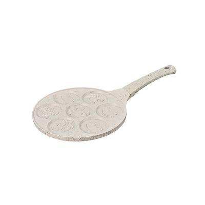 China Durable Smiling Face Pans 10 inchecs Aluminum Die Casting Grill Pan Marble Coating Granite Breakfast Pan With Soft Handle for sale