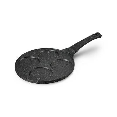 China Mini Smiley Face 4 Hole Maker Aluminum Ceramic Ceramic Granite 26cm Coated Non Stick Induction Frying Pancake Pan For Kid for sale