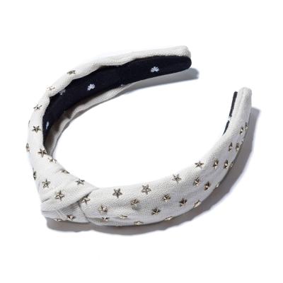 China Girls Luxury Headband Fashion Handmade Star Studded Headband Women Medium Knot Turban Hair Accessories for sale