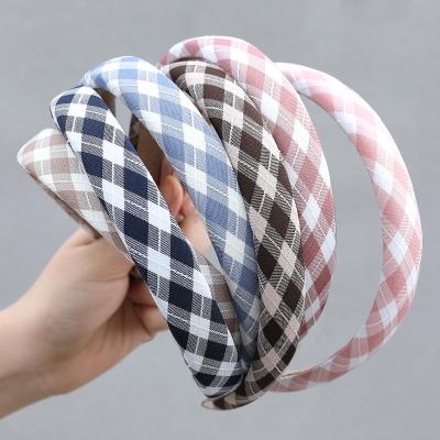 China Pearl 2021 fashion trend hair accessories fabric color plaid hair band Ins style female party hair band for sale