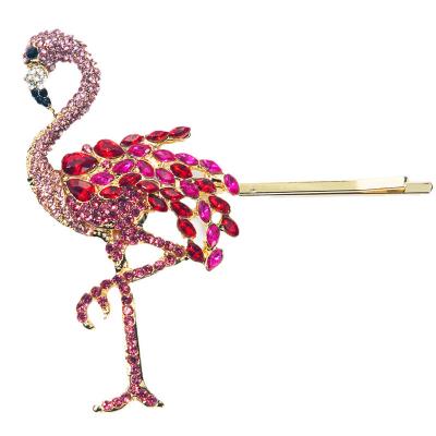 China Fashion Hairpin Korean American European Diamond Inlaid Female Gold Hair alloy cut flamingo wholesale hair clip for women for sale