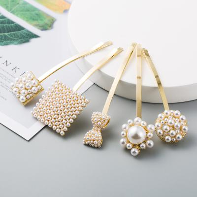 China New Women's Pin Accessories Heart Simple Bobby Pin Pearl Hair Clip For European American Women's Design Girls Gold Hair for sale