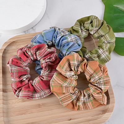 China Simple wild Korean hair scrunchies hair rope scrunchies fashion plaid pan hair ladies headdress for sale