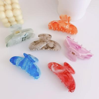 China Little cool back hair ornament rainbow color girls cute light acrylic hair claw head grabbing clip cloth headdress for sale