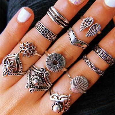 China CLASSIC Diamond Butterfly Alloy Fashion Geometric Ring Set Ring Hand Jewelry Exaggerated Popular Ring for sale