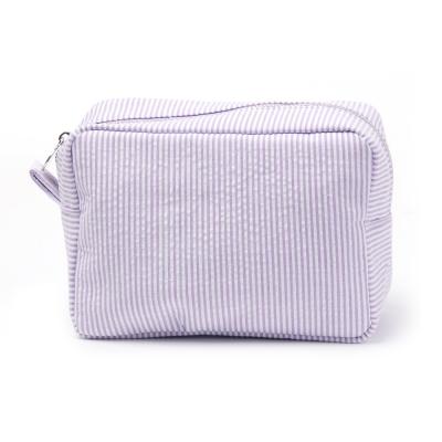 China New Lady Women Fashion Makeup Bag Cotton Seersucker Soft Material Zipper Cosmetic Bags for sale