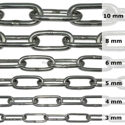 China Drag Chain SS304 SS316 SS316L Polished DIN763 Stainless Steel Long Link Chain for sale