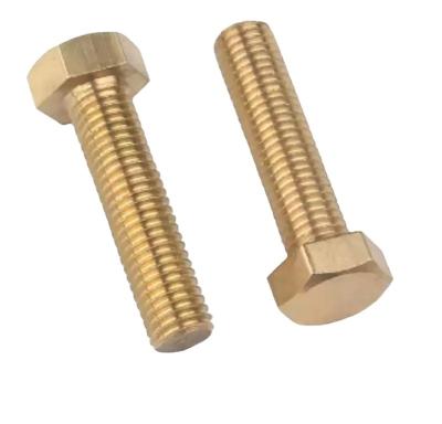 China Customized Services Hardware Brass Din933 Fasteners Hex Bolts And Nuts Yellow Metal Brass Hex Copper Bolt for sale