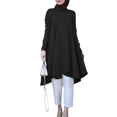 China 2021 New Color Button Muslim Single Dovetail Curved Edge Women's Long Sleeve Shirt MSL091008 for sale