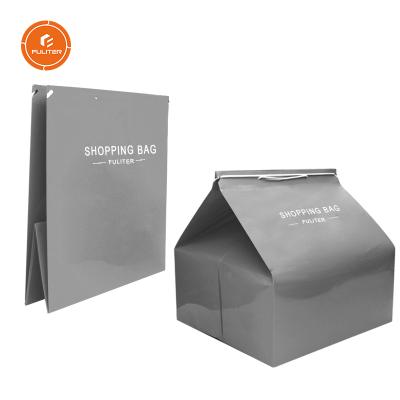 China Extra Large Recyclable Custom Storage Bags Luxury Silver Paper Bag Shopping Square With Logo for sale