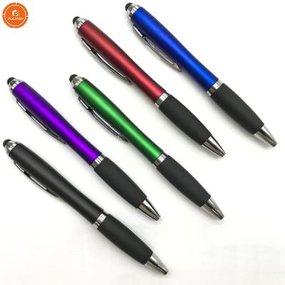 China Promotional Pen Wholesale Advertising Promotion Ballpoint Pens Refillable Soft Top Handle Personalized Ink Light Ten Colors Customized for sale