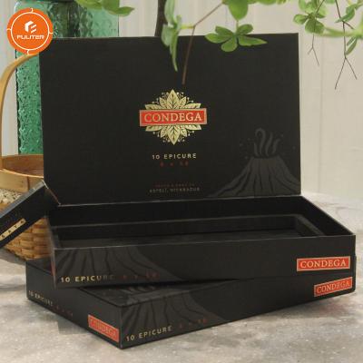 China Handmade Wholesale Custom Cardboard Black Luxury Paper Cigar Box for sale