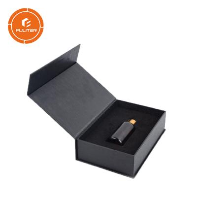 China Handmade Hair Oil Shipping Box Single 10ml Essential Oil Box Magnetic Black Cardboard Packaging Box for sale