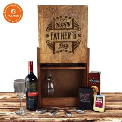 China Wholesale Father's Day Wooden Wine Handmade Gift Packaging Wooden Wine Boxes for 3 Bottles of Wine for sale