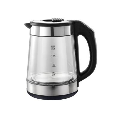 China 360 Degree Rotation Base Factory Customized Glass Water Cordless Electric Tea Kettle Best Electric Kettle 2.3L Electric Kettle For Hotel Household for sale