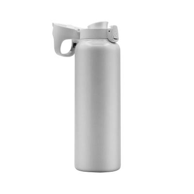 China 600ml BPA Free Stainless Steel Sustainable White Wide Mouth Sport Water Bottle Vacuum Insulated Flask With Powder Coating for sale