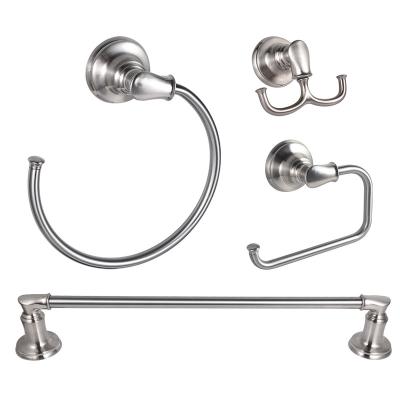 China Sustainable Bath Hardware 4-Piece , Satin Towel Bar Accessory Set Bathroom Hardware Set Wall Mounted for sale