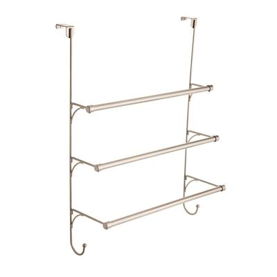 China Fashion Adjustable Over The Door Bathroom Towel Rack Triple Rack With Hooks Over The Door Organizer Hanger for sale