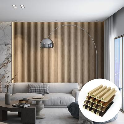 China Eco-friendly wpc fluted timber laminate cladding decoration waterproof easy installation fireproof interior wall panels for sale