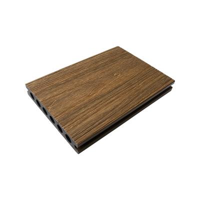 China Exterior Wood Plastic Composite Decking Eco - Friendly Easy Install Coextrusion Round Cavity Embossed Anti - Slip for sale