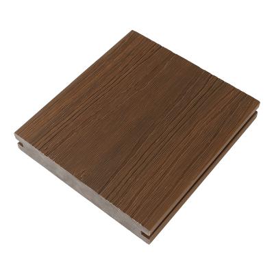 China Eco-friendly extruded wpc pvc solid exterior decking embossed wooden exterior deck waterproof anti-slip composite panel for sale