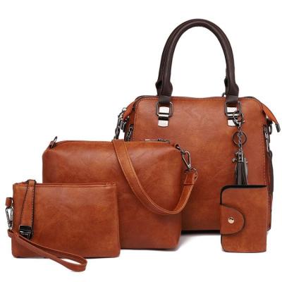 China Latest Recycled Wholesale Fashion PU Leather 4pcs In 1 Set Clutch Clip 2020 Ladies Bags Shoulder Handbags For Women Tote Bag for sale